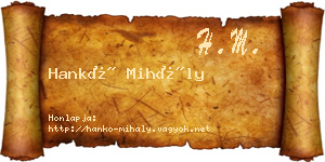 Hankó Mihály névjegykártya